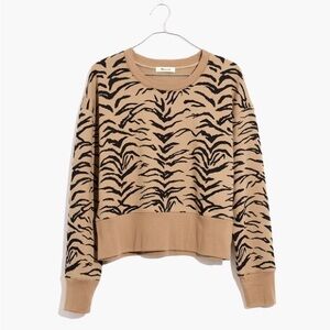 Madewell Tan and Black Tiger Print Sweatshirt